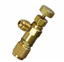 Вентиль с нажимом на ниппель, резьбы F5/16" SAE x M1/4" SAE IC-CDV01
